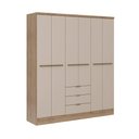 Ver imagem 6 de Roupeiro Troy Carraro Mdp com 6 Portas 3 Gavetas 1,80m no Cor:noce com Off White