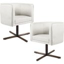 Ver imagem 1 de Kit 2 Poltronas Decorativas Giratória Base X Betina D02 Linho Bege B-443 - Lyam Decor