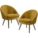 Ver imagem 1 de Kit 2 Poltronas Decorativas Fixa Pés Palito Rafa D02 Veludo Mostarda C-279 - Lyam Decor
