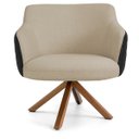 Ver imagem 2 de Poltrona Base Giratória de Madeira Jade D02 Linho Bege C-129 Tressê Corano Preto - Lyam Decor
