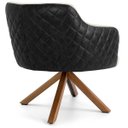 Ver imagem 4 de Poltrona Base Giratória de Madeira Jade D02 Linho Bege C-129 Tressê Corano Preto - Lyam Decor
