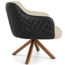 Ver imagem 3 de Poltrona Base Giratória de Madeira Jade D02 Linho Bege C-129 Tressê Corano Preto - Lyam Decor