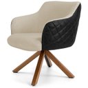 Ver imagem 1 de Poltrona Base Giratória de Madeira Jade D02 Linho Bege C-129 Tressê Corano Preto - Lyam Decor