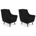 Ver imagem 1 de Kit 2 Poltronas Decorativa Fixa Pés de Madeira Juliet D02 Veludo Preto B-300 - Lyam Decor