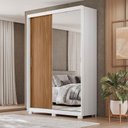 Ver mais imagens de Guarda Roupa Casal Riva Branco Amêndola Touch Flex com Espelho e Pés e Cômoda 8 Gavetas Sintra Branc