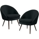 Ver imagem 1 de Kit 2 Poltronas Decorativas Fixa Pés Palito Rafa D02 Veludo Preto C-300 - Lyam Decor
