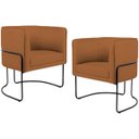 Ver imagem 1 de Kit 2 Poltronas Decorativas Fixa Base de Aço Preto Betina D02 Veludo Telha C-262 - Lyam Decor