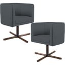 Ver imagem 1 de Kit 2 Poltronas Decorativas Giratória Base X Betina D02 Corano Cinza C-03 - Lyam Decor