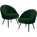 Ver imagem 1 de Kit 2 Poltronas Decorativas Fixa Pés Palito Rafa D02 Veludo Verde C-303 - Lyam Decor