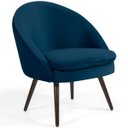 Ver imagem 1 de Poltrona Decorativa Fixa Pés Palito Rafa D02 Veludo Azul Oxford C-304 - Lyam Decor