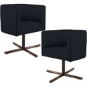 Ver imagem 1 de Kit 2 Poltronas Decorativas Giratória Base X Betina D02 Corano Preto C-05 - Lyam Decor