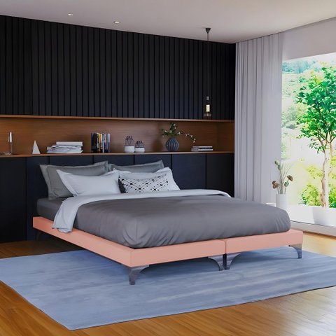 Cama Montessoriana Adulto Oriental Premium Queen Veludo Rose