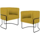 Ver imagem 1 de Kit 2 Poltronas Decorativas Fixa Base de Aço Preto Betina D02 Veludo Mostarda C-279 - Lyam Decor