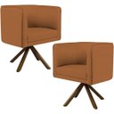 Ver imagem 1 de Kit 2 Poltronas Decorativa Base Giratória de Madeira Betina D02 Veludo Telha C-262 - Lyam Decor