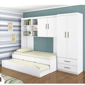 Jogo de Quarto Modulado Jade com Guarda-Roupa 2 Portas, Módulo Aéreo e Cama e Auxiliar - Phoenix