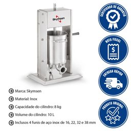 Ensacadeira Manual de Linguiça Vertical Skymsen El10v 10 Litros Inox 707147 - 2