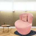 Ver imagem 2 de Poltrona Decorativa Orgânica Sala Recepção Suede Rosa + Almofada