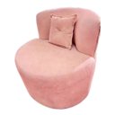 Ver imagem 1 de Poltrona Decorativa Orgânica Sala Recepção Suede Rosa + Almofada