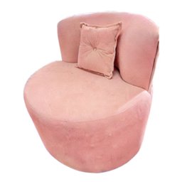 Poltrona Decorativa Orgânica Sala Recepção Suede Rosa + Almofada - 1
