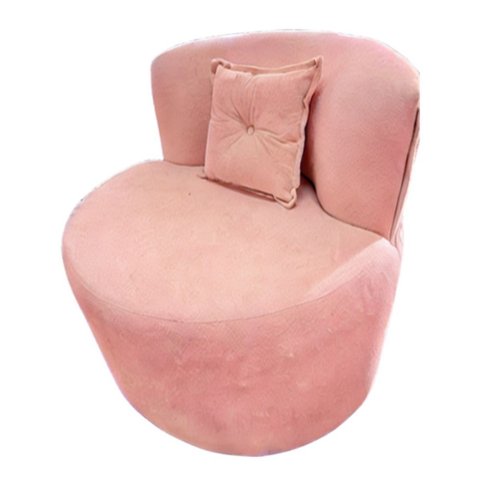 Poltrona Decorativa Orgânica Sala Recepção Suede Rosa + Almofada