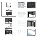 Ver imagem 4 de Gabinete Banheiro com Espelheira e Cuba 2 Portas 3 Prateleiras MDP 80cm Preto com Grafite Placa &