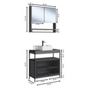 Ver imagem 2 de Gabinete Banheiro com Espelheira e Cuba 2 Portas 3 Prateleiras MDP 80cm Preto com Grafite Placa &