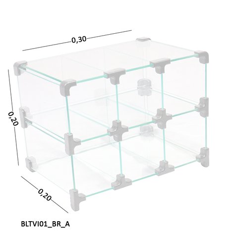 Baleiro Expositor Branco de Vidro - 0,30 X 0,20 X 0,20m