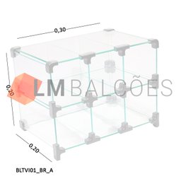 Baleiro Expositor Branco de Vidro - 0,30 X 0,20 X 0,20m - 3