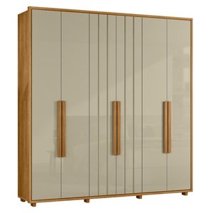 Guarda Roupa Casal Portinari Ripado 6 Portas Cumaru/opala - Madetec