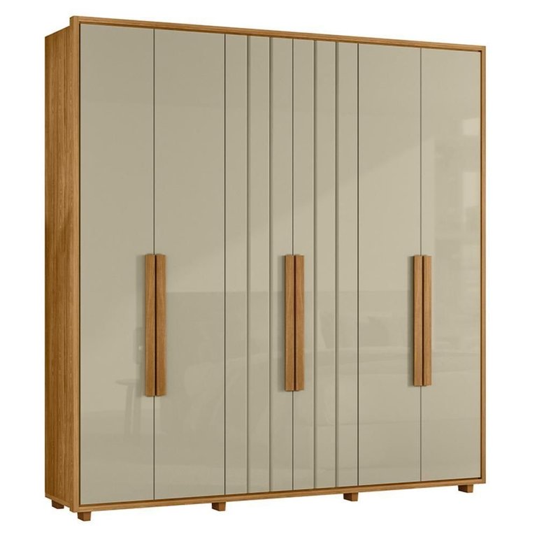 Guarda Roupa Casal Portinari Ripado 6 Portas Cumaru/opala - Madetec Guarda Roupa Casal Portinari Ripado 6 Portas Cumaru/opala - Madetec