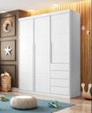 Ver imagem 1 de Guarda Roupa Branco 3 portas e 4 gavetas Pérola Branco - Phoenix Baby