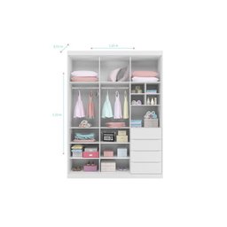 Guarda Roupa Branco 3 portas e 4 gavetas Pérola Branco - Phoenix Baby - 4