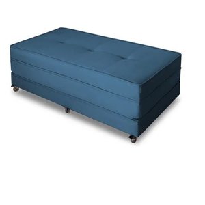 Puff Cama Casal Dobrável com Rodízios Lindecor Azul