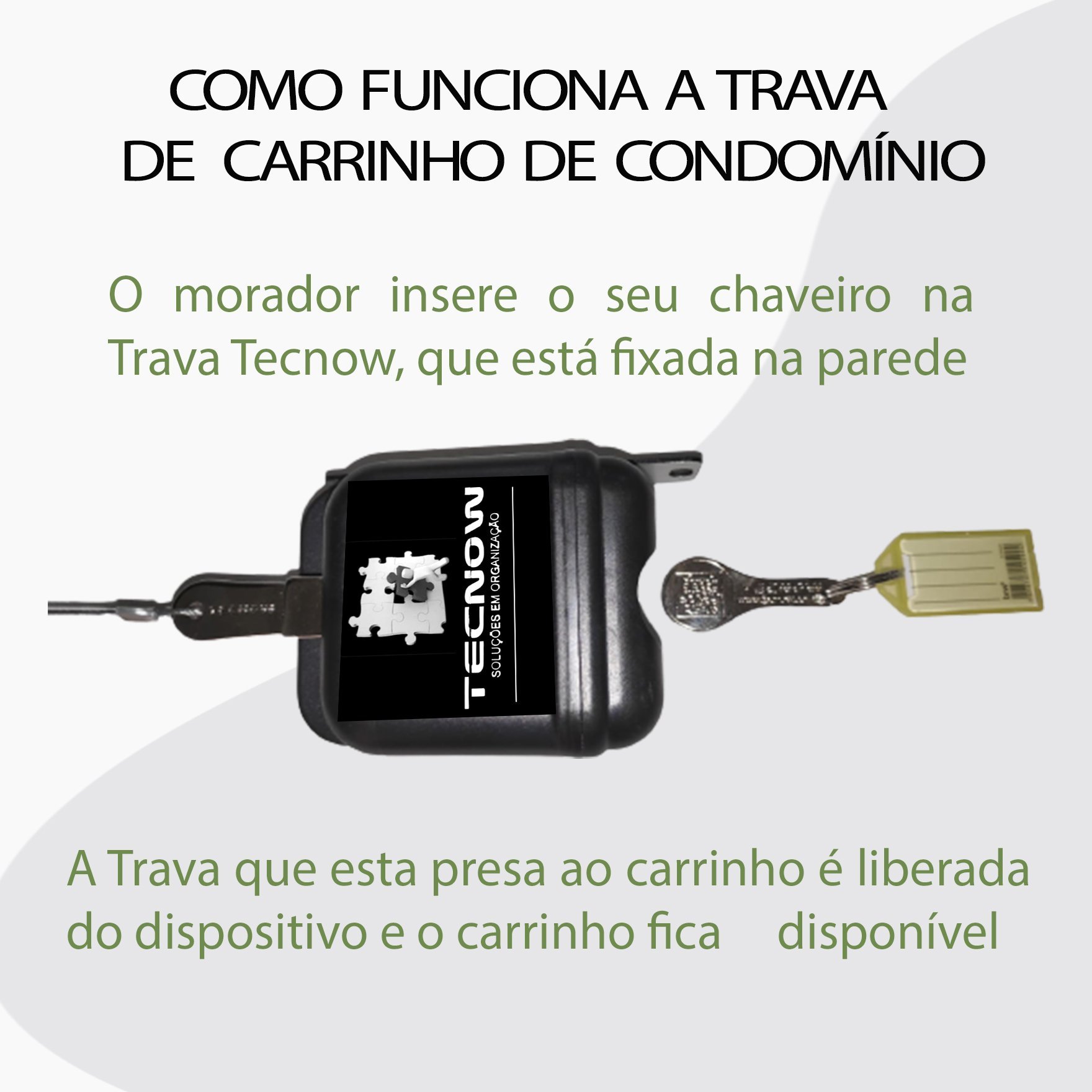 01 Trava Carrinho De Compras Condominio + 10 Chaves Tecnow - 2