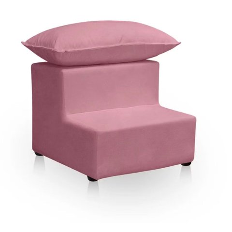 Escada Maca Estética com 2 Degraus com Almofada Estofada em Veludo 26cm:Rosa