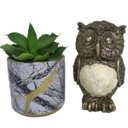 Ver imagem 2 de Kit de vaso marmorizado cerâmico e coruja