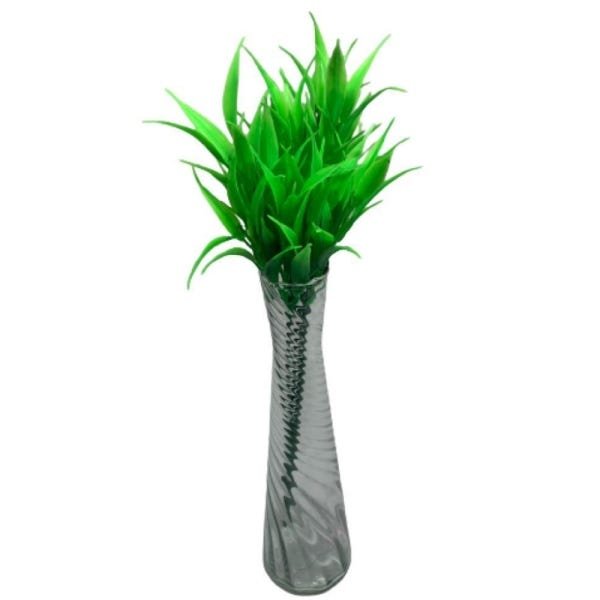 Vaso de vidro para flores com planta artificial caída - 1