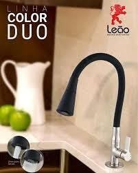 Torneira Cozinha Parede Flexivel Leão Color Duo Black - 6368 - 3