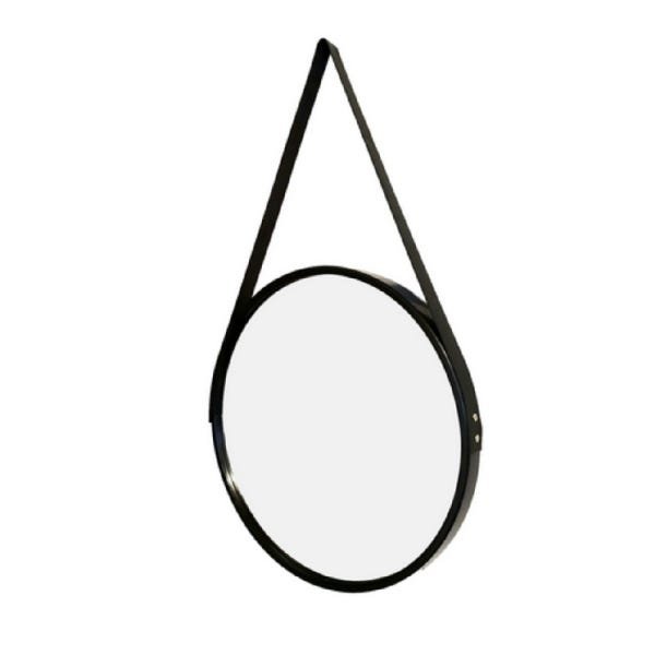 Espelho Decorativo Redondo com Moldura Preta e Alça Preta 45 cm - 1