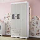 Ver imagem 1 de Guarda-roupa Infantil 92cm com Vidro 3 Portas e 2 Gavetas Doçura Multimóveis Mp4492 Branco/off