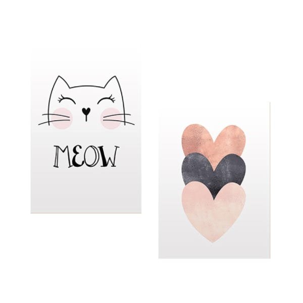 Composição dois quadros com estampa Meow gatinho - 2