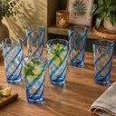 Ver imagem 3 de Conjunto 6 Copos em Acrílico com Detalhes Espirais Azul 600ml Rjw0031 Btc