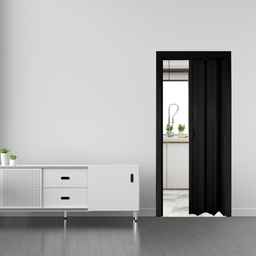 Porta de Correr Sanfonada de Pvc 60cm para Banheiro Preta Cor Preto - 1