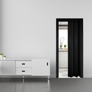 Porta de Correr Sanfonada de Pvc 60cm para Banheiro Preta Cor Preto