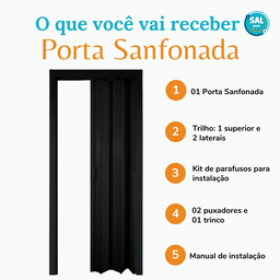 Porta de Correr Sanfonada de Pvc 60cm para Banheiro Preta Cor Preto - 6