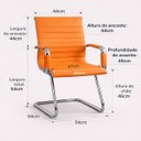 Ver imagem 7 de Cadeira Escritório Esteirinha Fixa Executiva em Couro Sintético com Estrutura Cromada Premium Carame