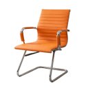 Ver imagem 1 de Cadeira Escritório Esteirinha Fixa Executiva em Couro Sintético com Estrutura Cromada Premium Carame