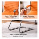 Ver imagem 4 de Cadeira Escritório Esteirinha Fixa Executiva em Couro Sintético com Estrutura Cromada Premium Carame