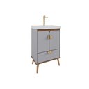 Ver imagem 1 de Gabinete Banheiro Trancoso c/Cuba 60cm Platina/Freijo MGM
