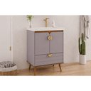 Ver imagem 2 de Gabinete Banheiro Trancoso c/Cuba 60cm Platina/Freijo MGM